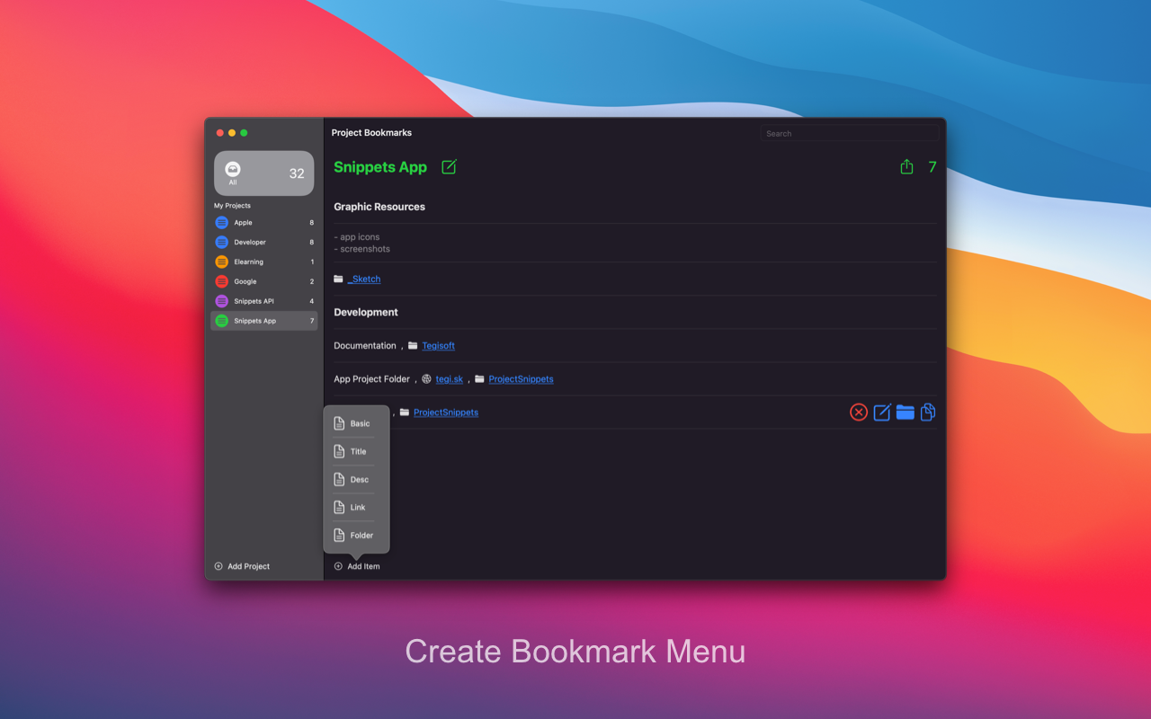 Bookmark Menu